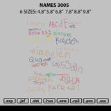 Names 2905 Embroidery File 6 sizes