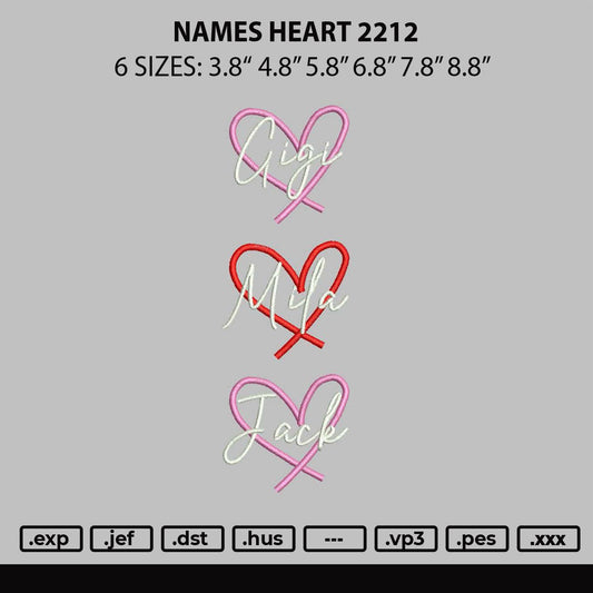 Names Heart 2212 Embroidery File 6 sizes