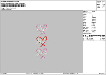 Names Heart 2212 Embroidery File 6 sizes