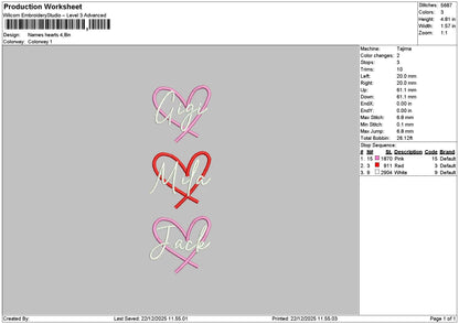 Names Heart 2212 Embroidery File 6 sizes