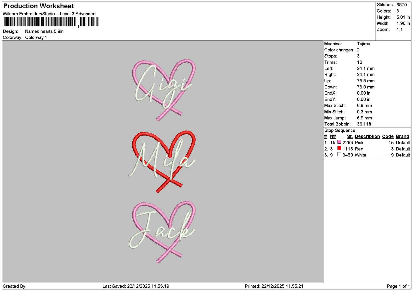 Names Heart 2212 Embroidery File 6 sizes