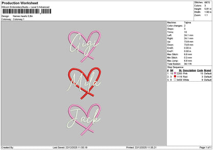 Names Heart 2212 Embroidery File 6 sizes