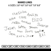 Names Line Embroidery File 6 sizes