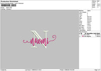 Naomitext Embroidery File 6 sizes