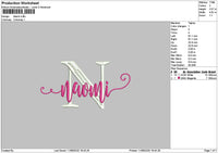 Naomitext Embroidery File 6 sizes