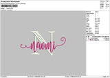 Naomitext Embroidery File 6 sizes