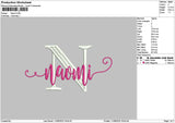 Naomitext Embroidery File 6 sizes