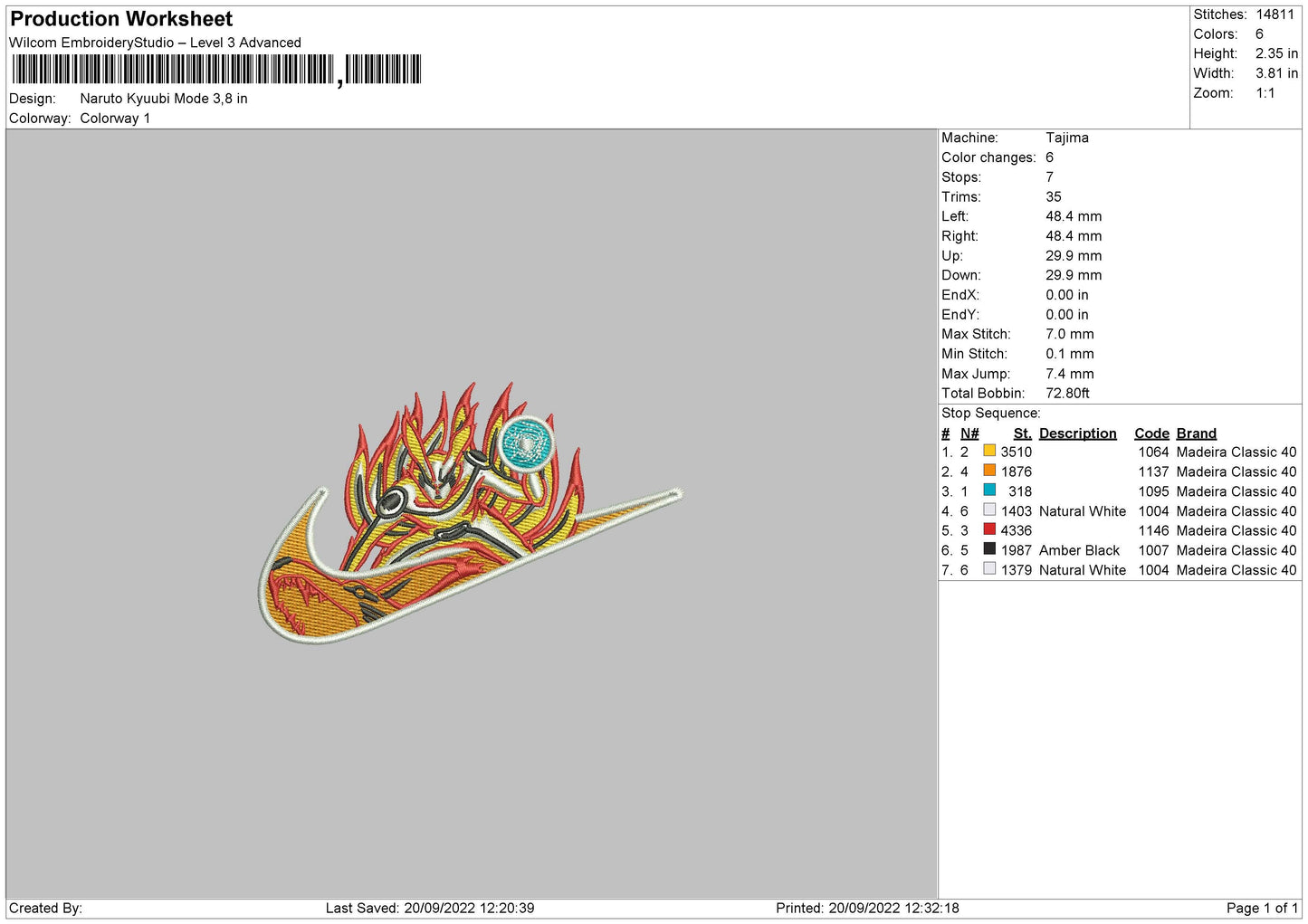 Naruto Kyubi Embroidery File 5 sizes