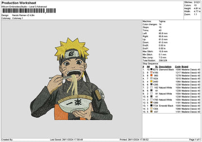 Narutoramen V2 Embroidery File 6 sizes