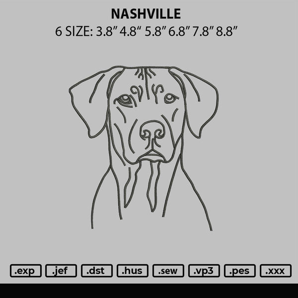 Nashville Embroidery File 6 sizes