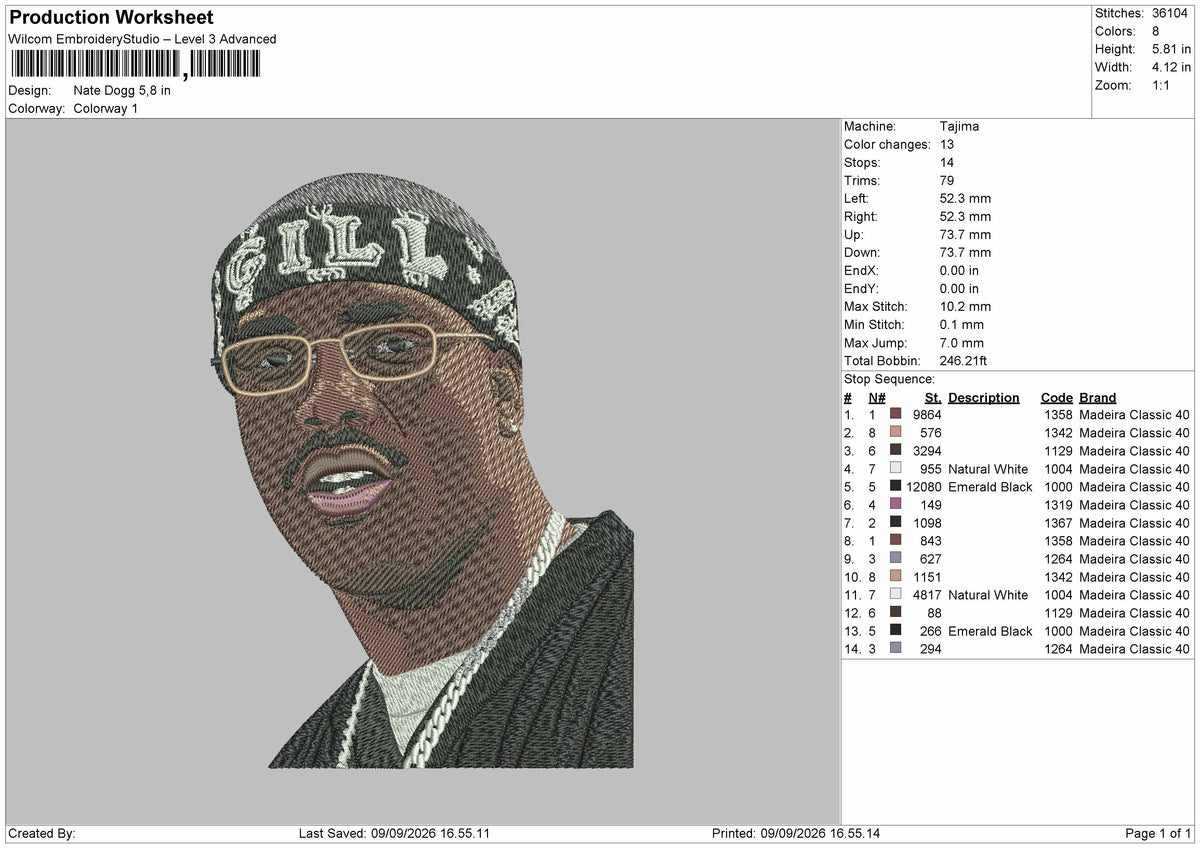 Photoembro Nate Embroidery Machine Design File 6 sizes