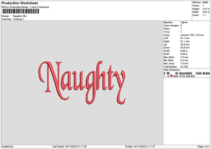 Naughtytext Embroidery File 6 sizes