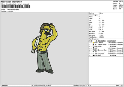 Simpson Ned Embroidery File 6 sizes