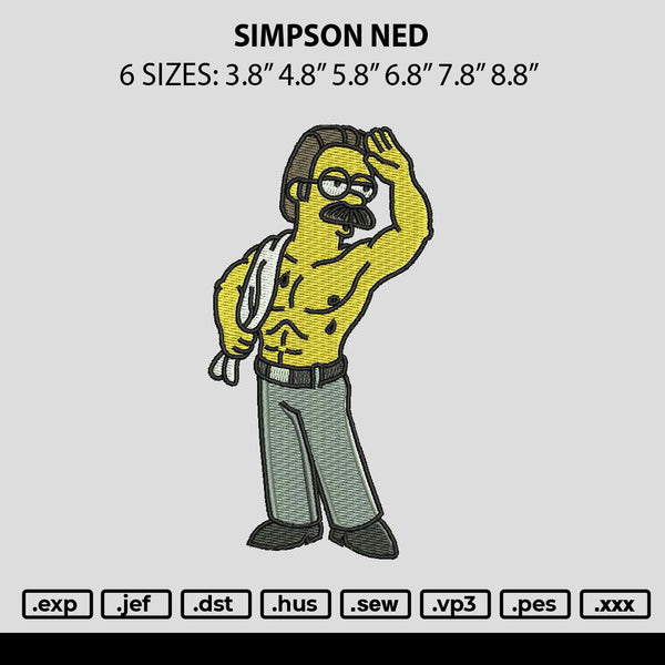 Simpson Ned Embroidery File 6 sizes
