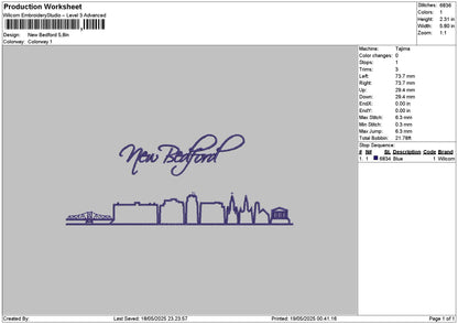 Bedfordtext Embroidery File 6 sizes