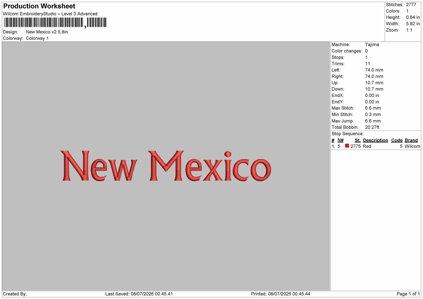 Mexicotext V2 Embroidery Machine Design File 6 sizes