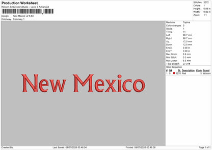 Mexicotext V2 Embroidery Machine Design File 6 sizes