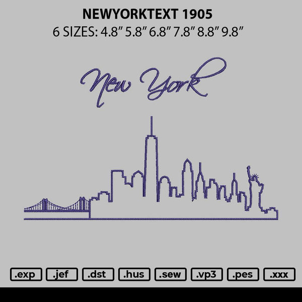 Newyork 1905 Embroidery File 6 sizes