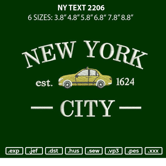 Ny Text 2206 Embroidery File 6 Sizes