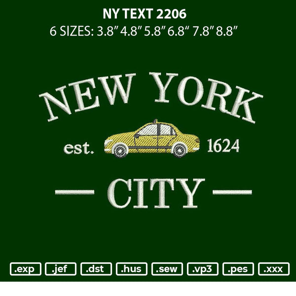 Ny Text 2206 Embroidery File 6 Sizes