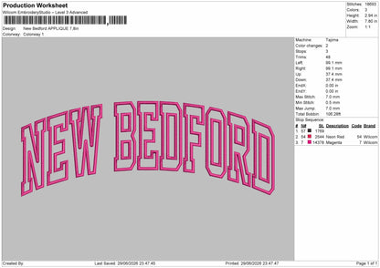 Bedfordtext Applique Embroidery Machine Design File 6 sizes