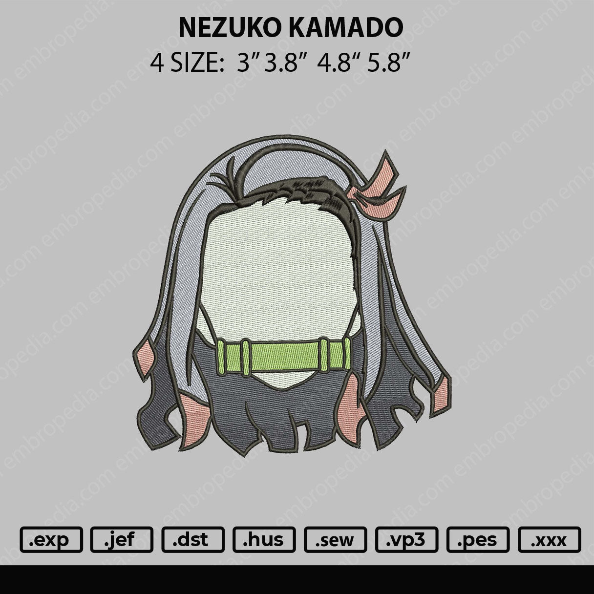 Nezuko Kamado Embroidery File 4 size