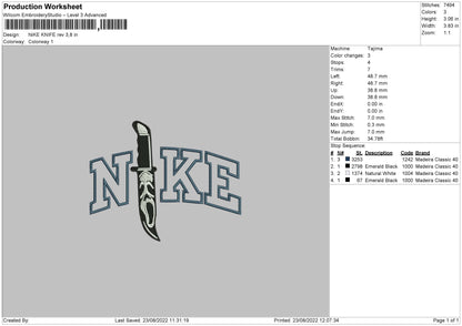 Nike Knife Embroidery File 4 sizes