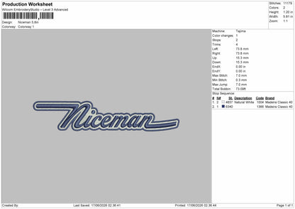 Nicemantext Embroidery Machine Design File 6 sizes