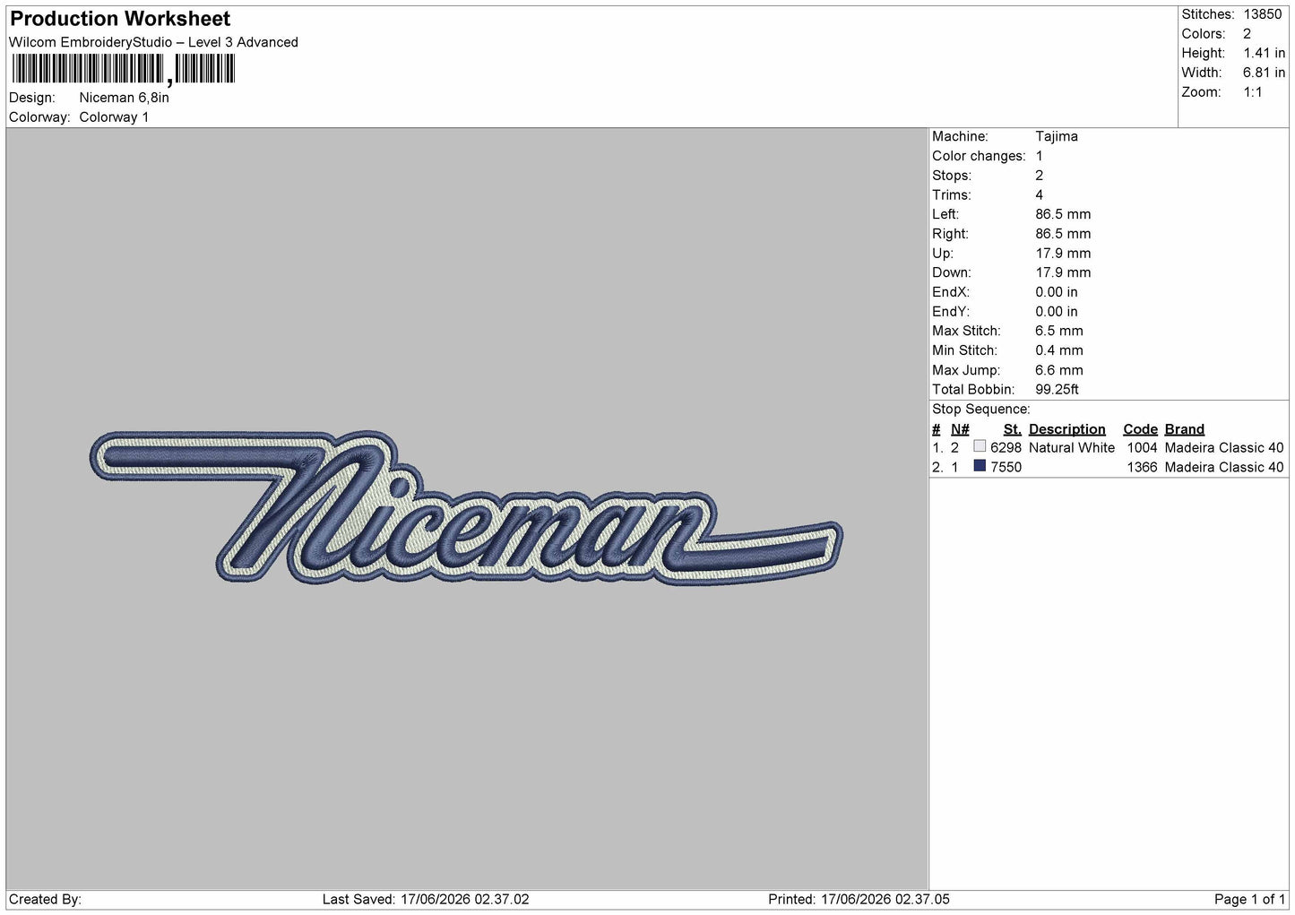 Nicemantext Embroidery Machine Design File 6 sizes