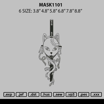Mask1101 Embroidery File 6 sizes