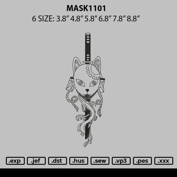 Mask1101 Embroidery File 6 sizes