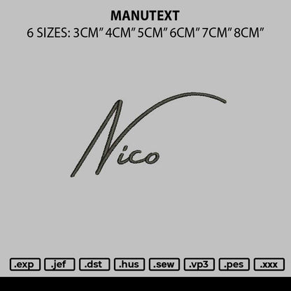 Nicotext Embroidery File 6 sizes