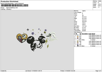 Mickeyhalloween Night Embroidery File 6 sizes