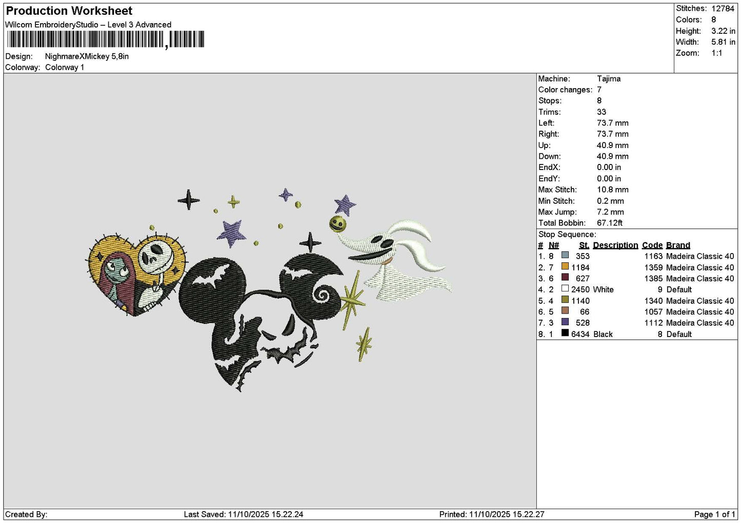 Mickeyhalloween Night Embroidery File 6 sizes