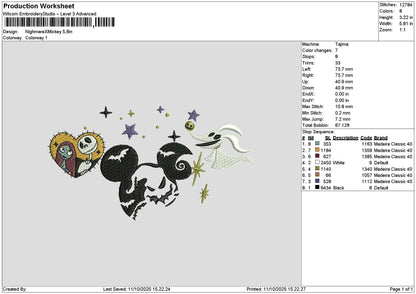 Mickeyhalloween Night Embroidery File 6 sizes