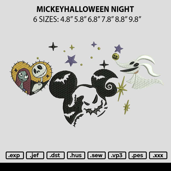 Mickeyhalloween Night Embroidery File 6 sizes