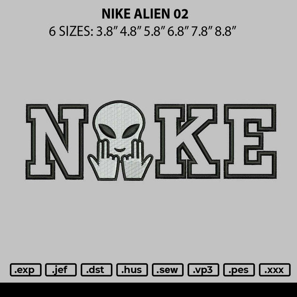 Nike Alien 02 Embroidery File 6 sizes