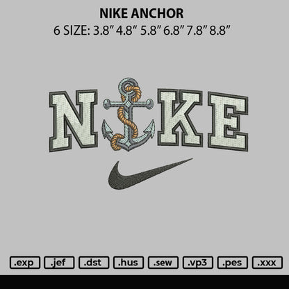 Nike Anchor Embroidery File 6 Sizes