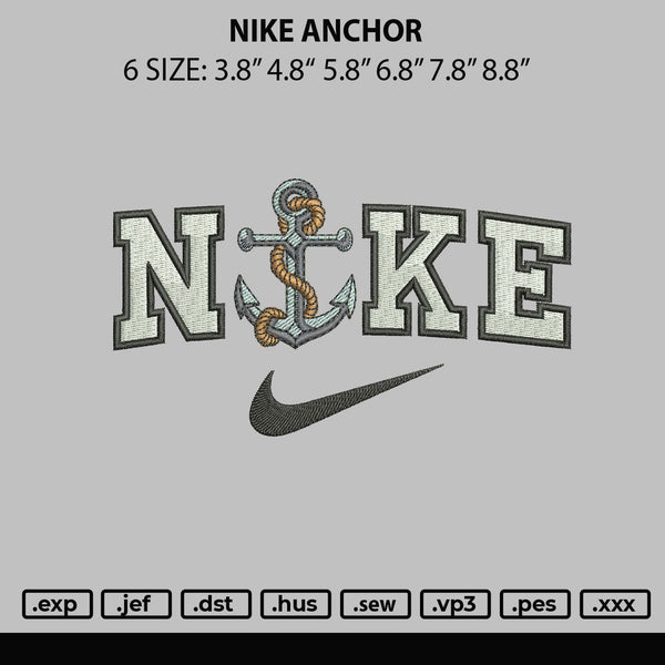 Nike Anchor Embroidery File 6 Sizes