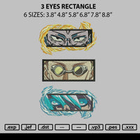 3 Eyes Rectangle Embroidery File 6 sizes