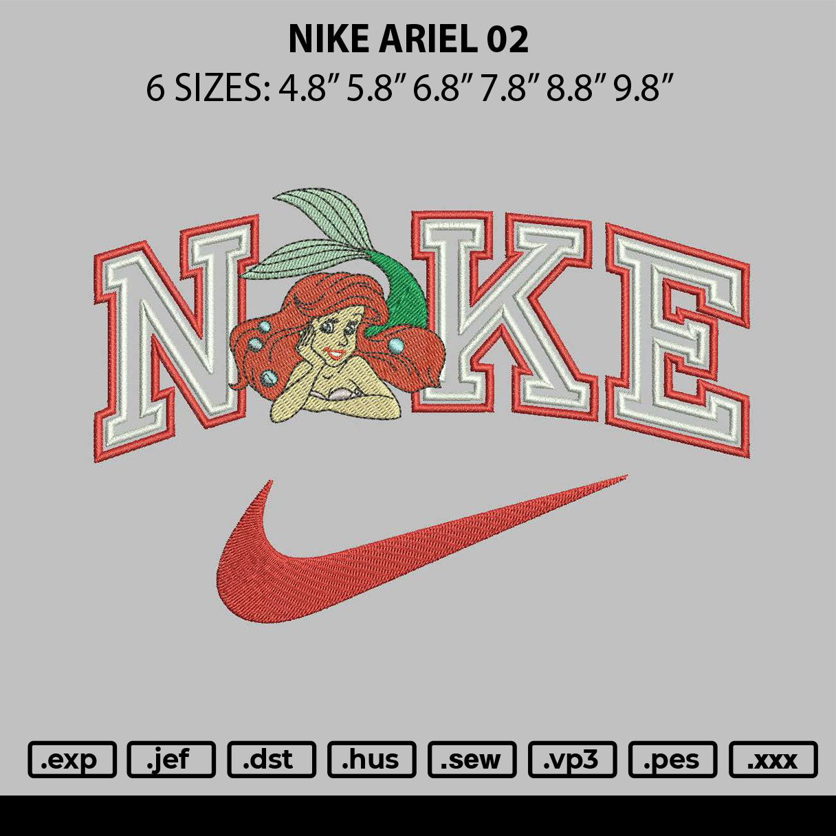 Nike Ariel 02 Embroidery File 6 sizes