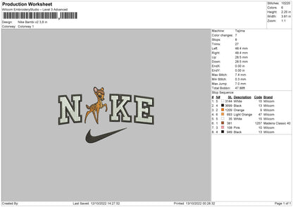 Nike Bambi V2 Embroiery File 6 sizes