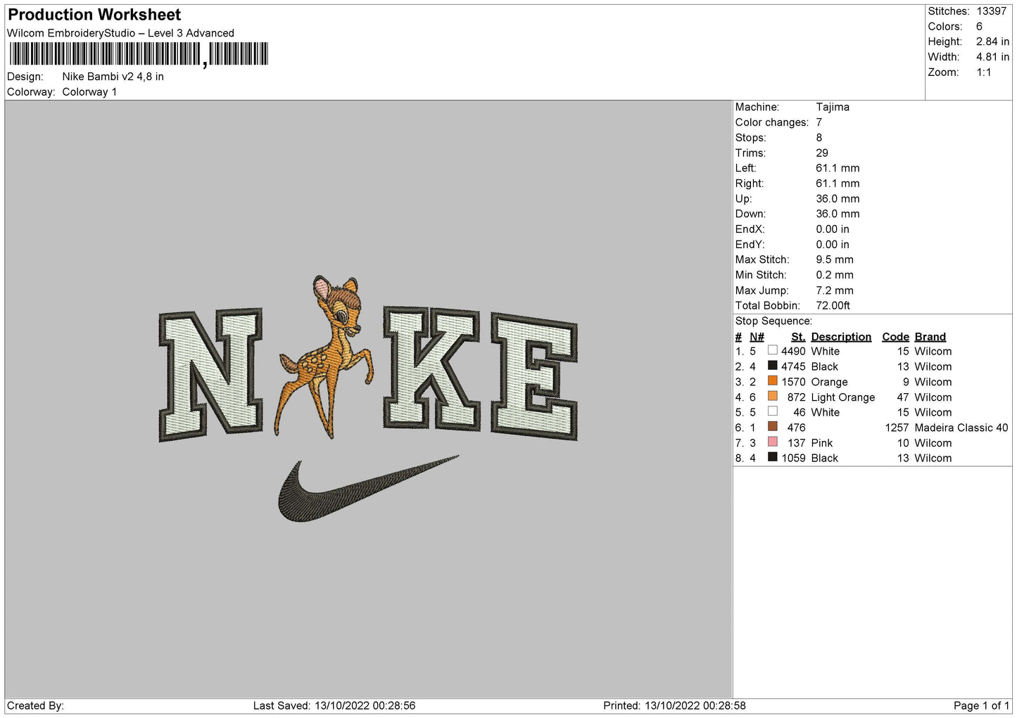 Nike Bambi V2 Embroiery File 6 sizes