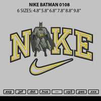 Nike Batman 0108 Embroidery File 6 sizes