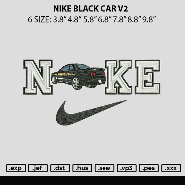 Nike Black Car Embroidery File 6 sizes