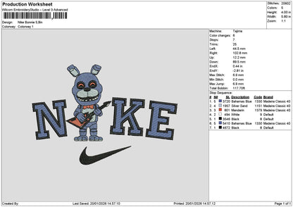 Nike Bear Blue 1901 Embroidery File 6 sizes