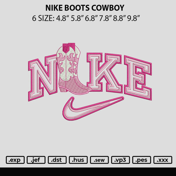 Nike Boots Cowboy Embroidery File 6 sizes