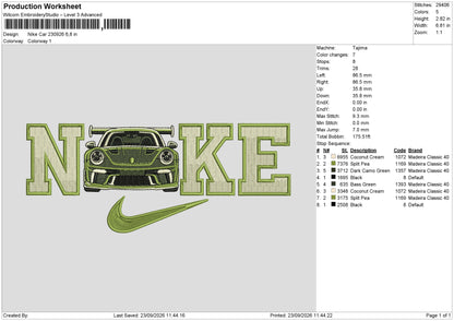 Nike Car 230926 Embroidery Machine Design Files