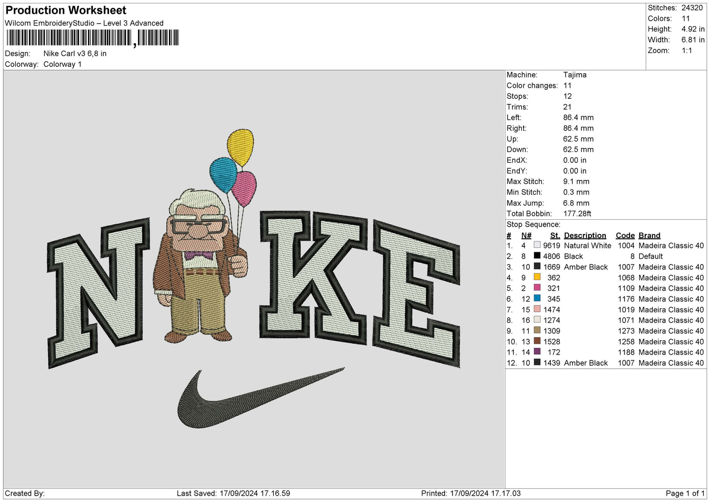 Nike Carl V03 Embroidery File 6 sizes
