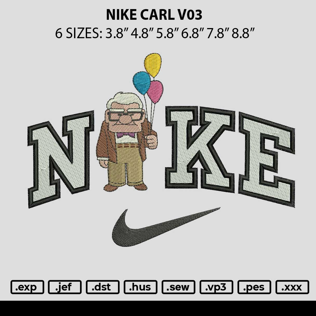 Nike Carl V03 Embroidery File 6 sizes